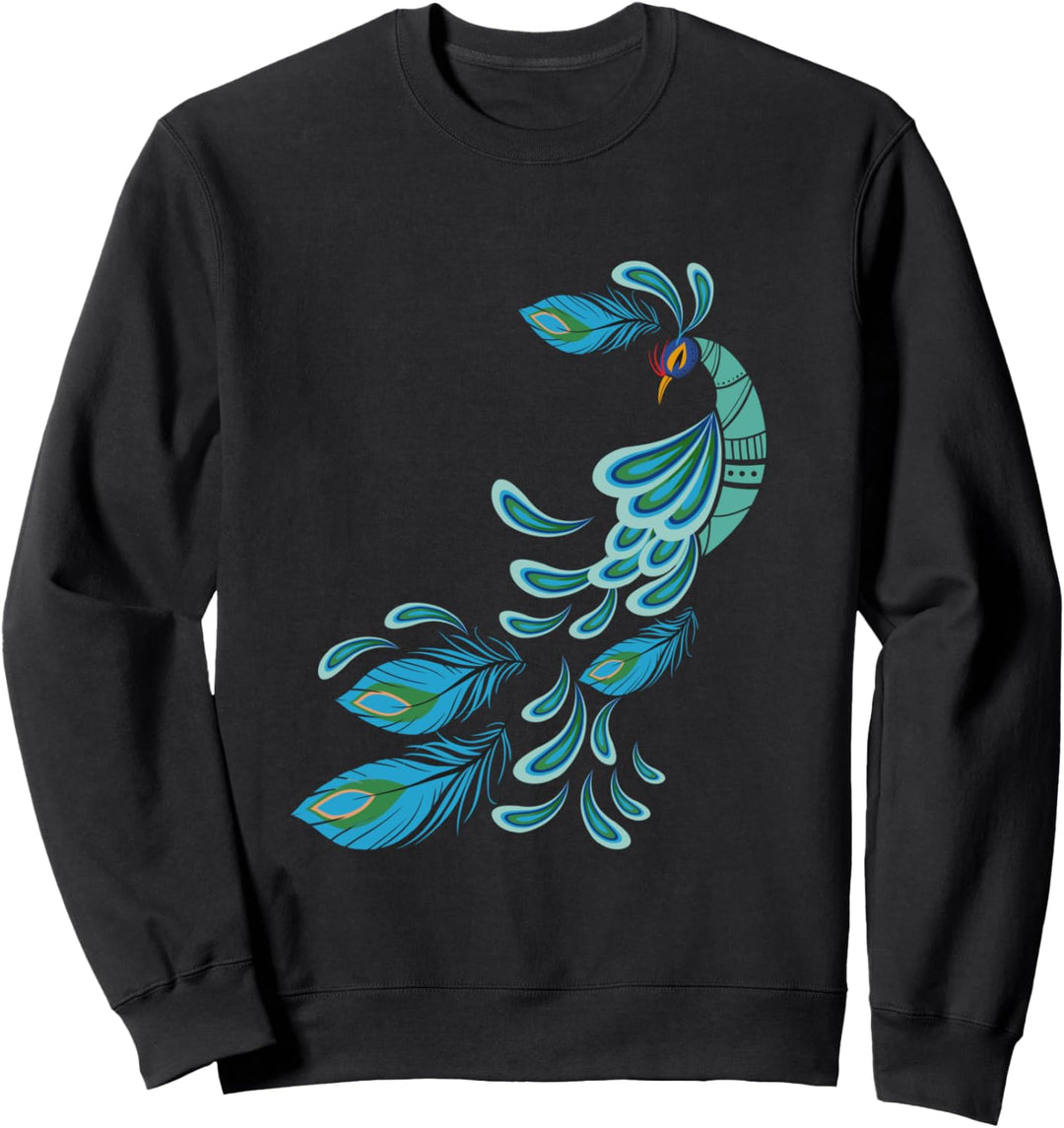 Blauer Pfau Print I Federn Kleidung I Pfau Sweatshirt