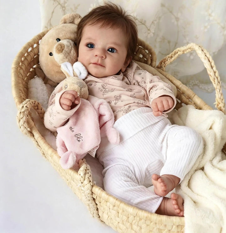 Zero pam Reborn Baby Puppe Lebensecht Mädchen Offene Augen, 48CM Realistische Babypuppe Weichkörper,