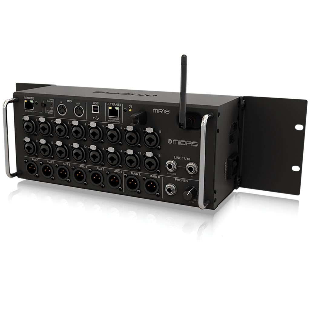 Midas MR18 Digitaler Mixer mit 18 Eingängen für iPad/Android-Tablets mit 16 Midas PRO-Vorverstärkern
