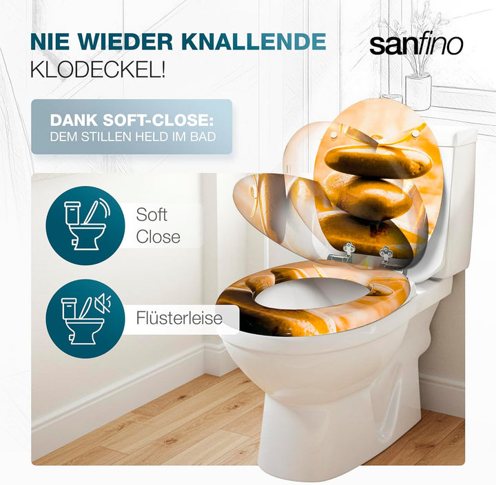 SANFINO® Premium WC Sitz mit Absenkautomatik – hochwertige Toilettendeckel aus Holz, viele bunte Mot