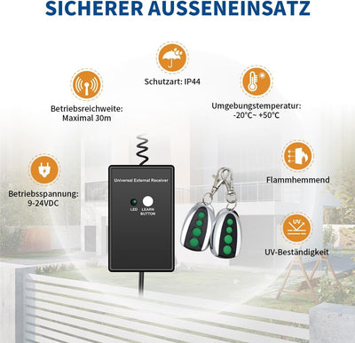 TOPENS ERM12 Universal Externer Empfänger und Fernbedienung Set für Automatischer Torantrieb Garagen