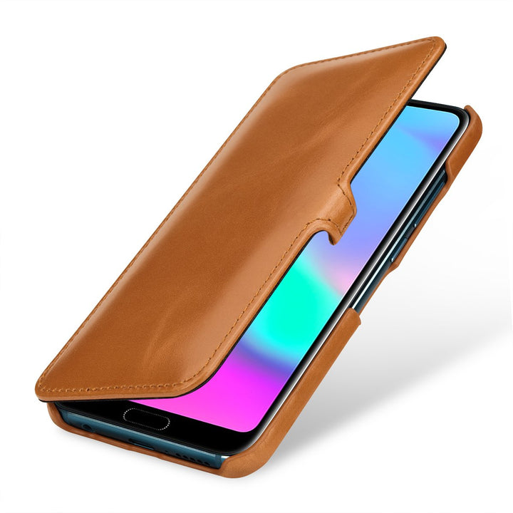 STILGUT Book Type Lederhülle kompatibel mit Huawei Honor 10. Seitlich klappbares Flip-Case aus Echtl