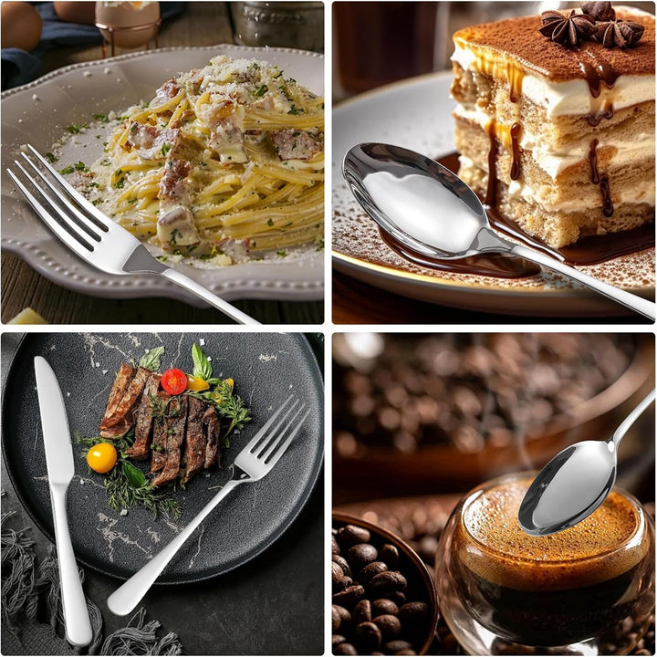 Besteck Set, Edelstahl Spiegelpoliert 30 teilig Besteckset für 6 Personen, Essbesteck Set mit Messer