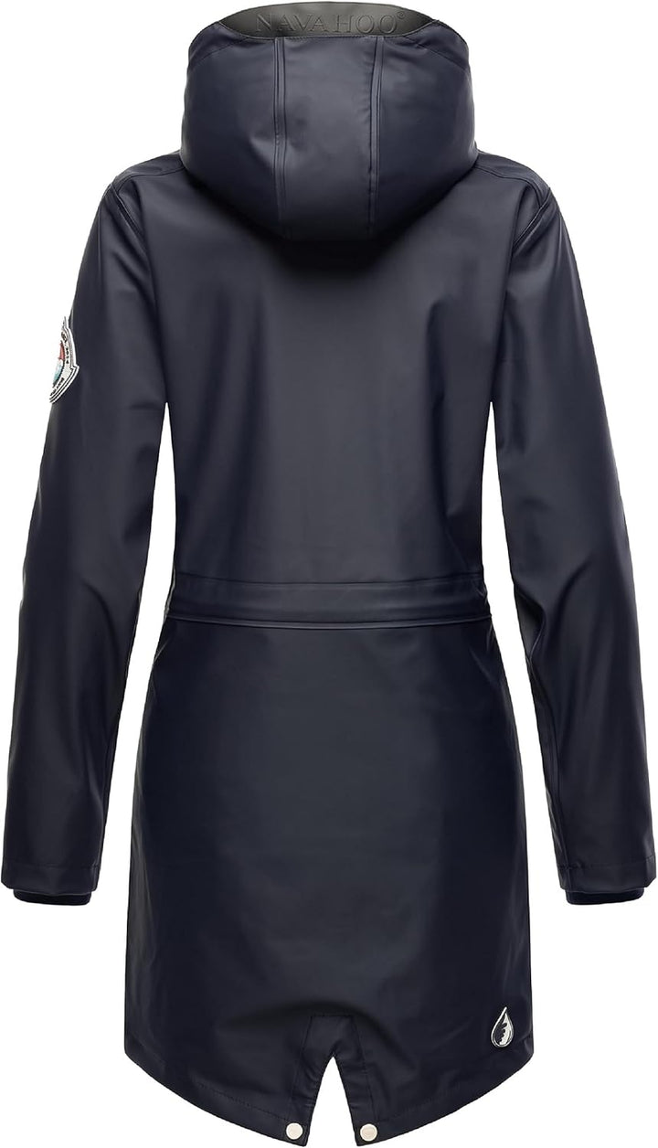 Navahoo Damen Übergangsjacke Regenmantel wasserdicht lang mit Kapuze Tropical Stormoo XS-3XL XS Navy