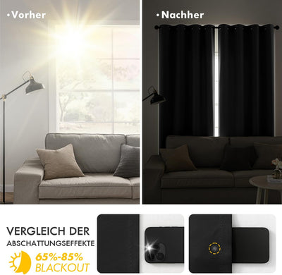 MIULEE Vorhänge Schwarz Blickdicht mit Ösen, Schöner Weicher Verdunklungsvorhänge zum Verdunkeln von