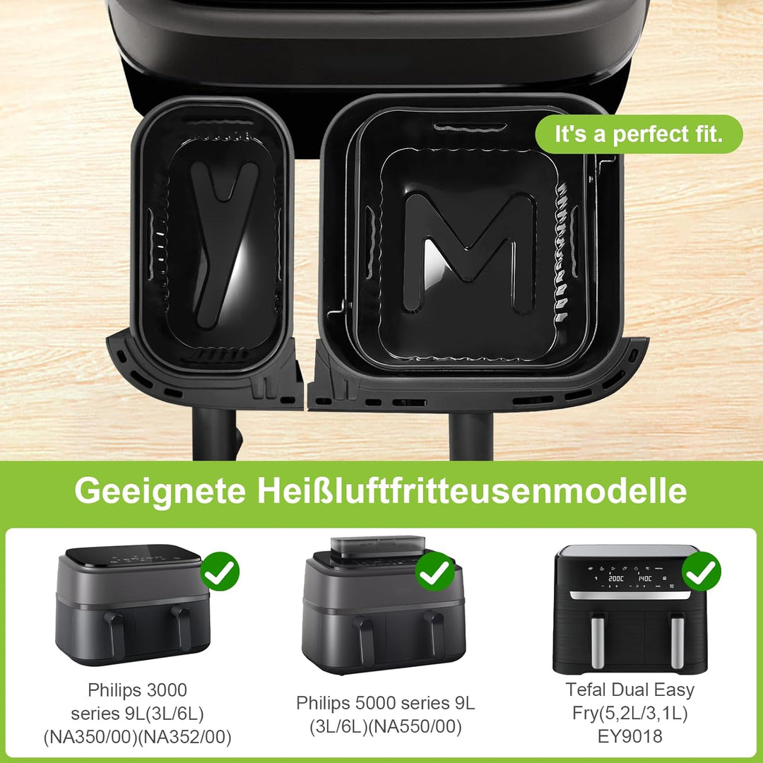 Airfryer Zubehör für Philips Dual Basket 3000/5000-serie 6L/3L, Tefal Dual Easy Fry 5,2/3,1 L EY9018