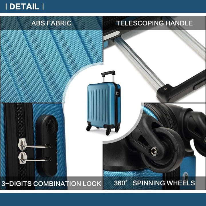 KONO Koffer Reisekoffer Mittelgross Trolley Hartschale ABS Gepäck 4 Rollen Spinner Rollenkoffer (Dun