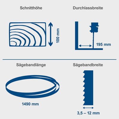 Scheppach Bandsäge BASA1 (300 Watt, max. Schnitthöhe: 100mm, Durchlassbreite: 195mm, bis zu 45° schw