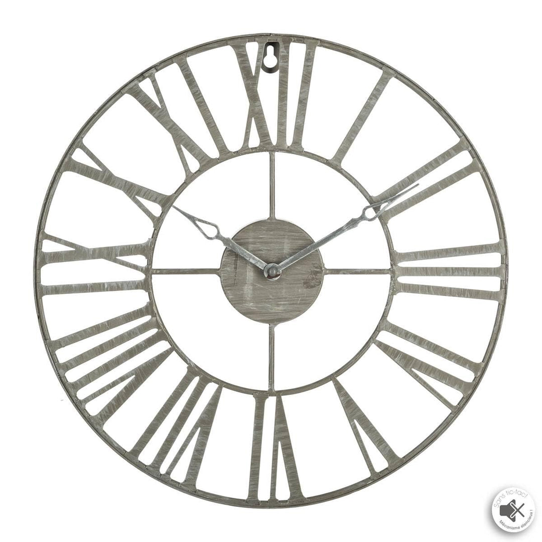 ATMOSPHERA CREATEUR D'INTERIEUR Wanduhr Vintage Grau – Metall D37 cm – Atmosphäre für Innenräume, Gr