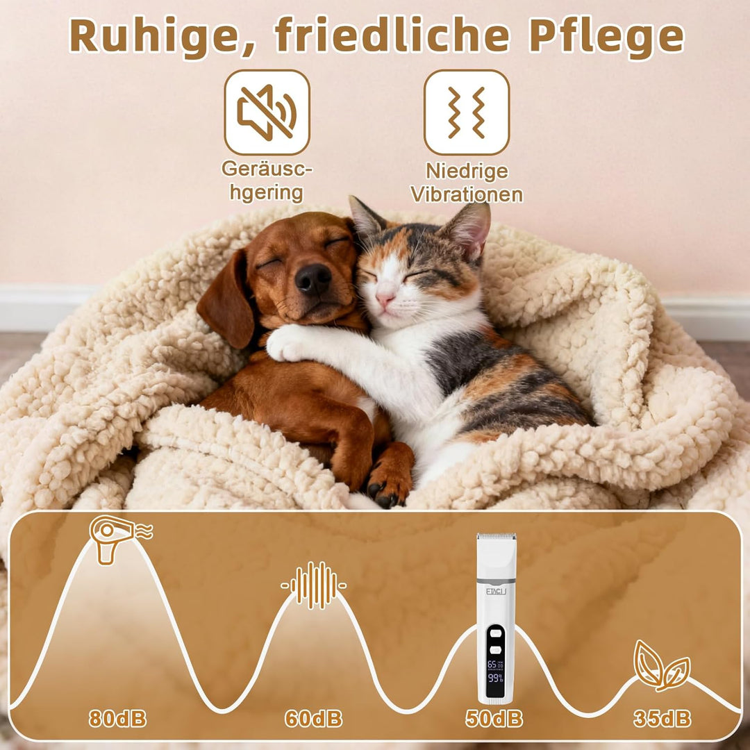 ETACCU 4in1 Leise Schermaschine Hund Katze mit LED-Anzeige, Hundeschermaschine Pfotentrimmer für Kat