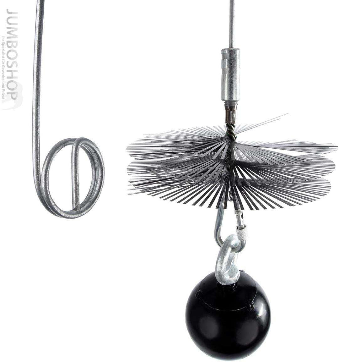 HOLZBRINK 130mm Kaminbesen FEDERSTAHL + Zuggewicht - Kehrbesen Zugbesen Russbesen Schornsteinfeger B