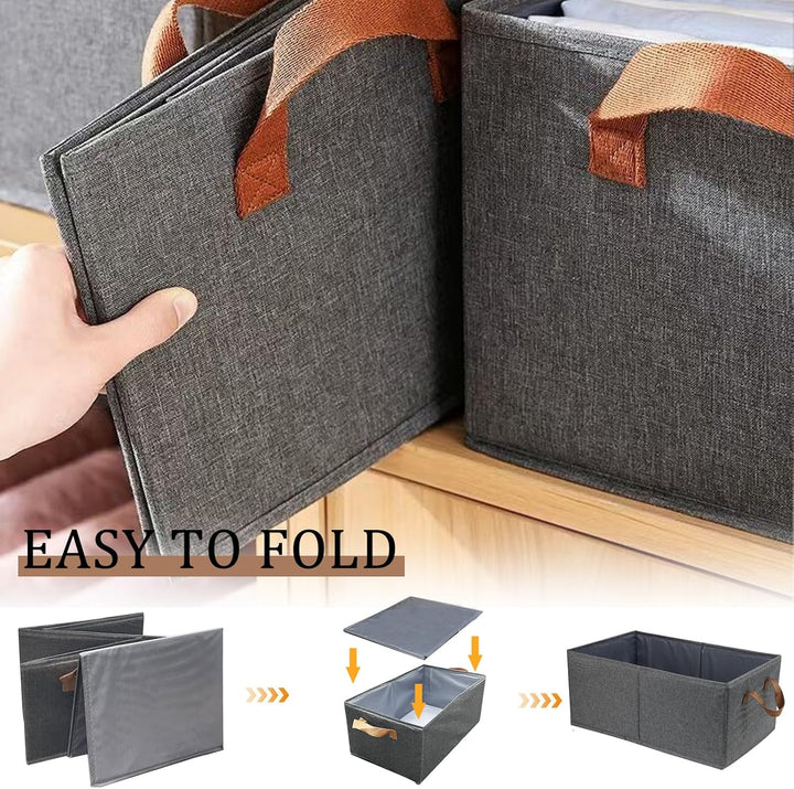 Aufbewahrungskörbe, zusammenklappbare Aufbewahrungsbox, 4 Stück, Stoff-Kleiderschrank-Organizer mit