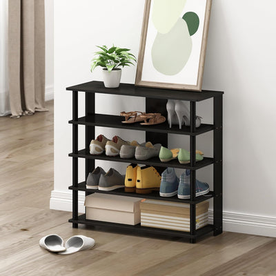 Furinno Breites Schuhregal 5 Ablageflächen, holz, Espresso, 29.97 x 80 x 74.8 cm 5-Tier Wide Espress