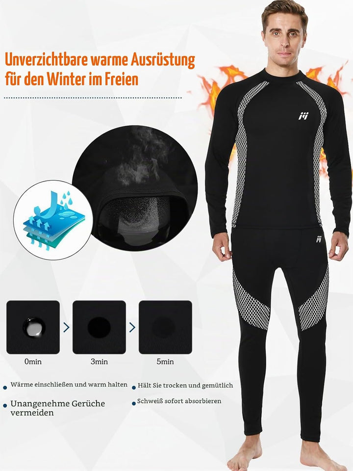 Herren Thermounterwäsche Herren Funktionsunterwäsche Atmungsaktiv Thermo Unterwäsche Baselayer-Set S