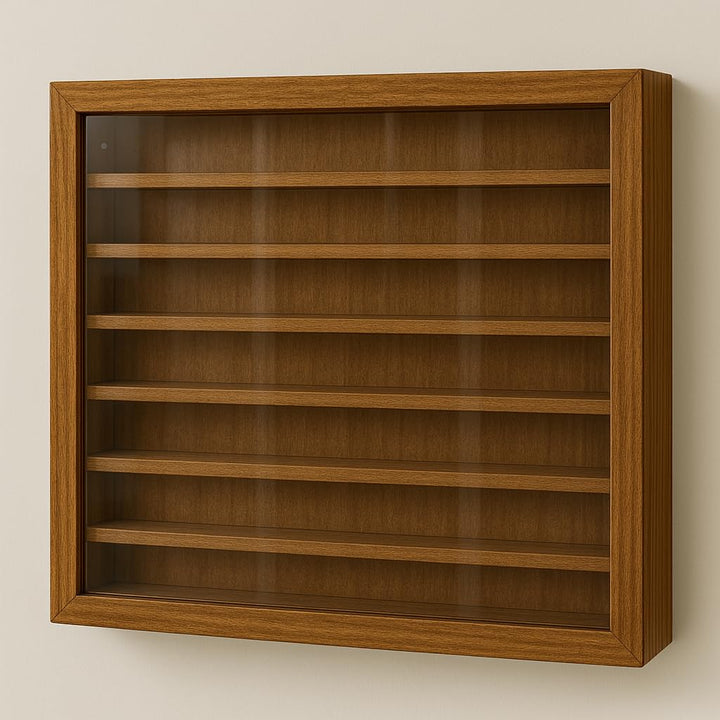Vitrine Miniatur-Kollektionen, Finish Eiche, Masse (B/T/H): 50 x 5 x 40 cm. 50*5*40 cms, 50*5*40 cms