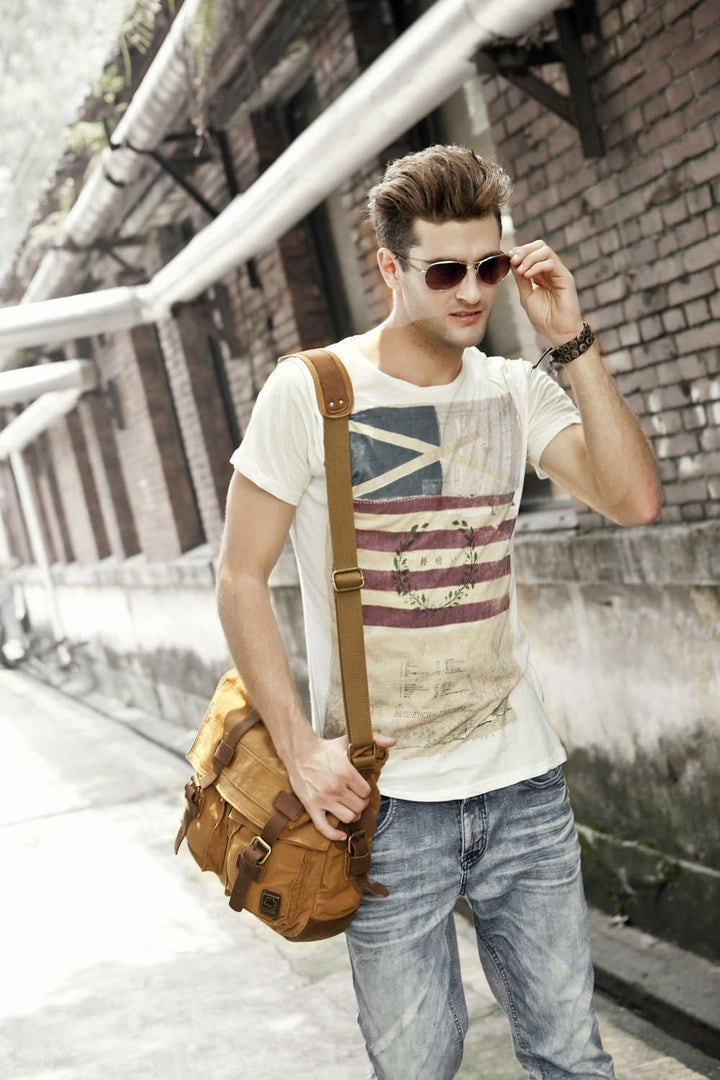 Eysee Schultertasche Herren Canvas-Umhängertasche Daypack für Alltag und Sport 35cm (L) X 30cm(H) X