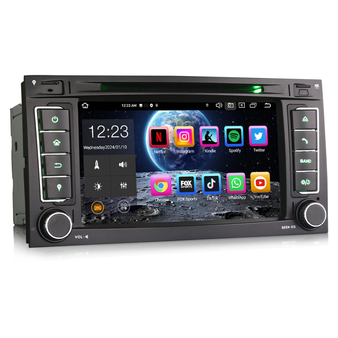 Erisin Android 12 8-Kern 4GB RAM+ 64GB ROM Autoradio Mit GPS für VW Touareg T5 Multivan 7 Zoll Navig