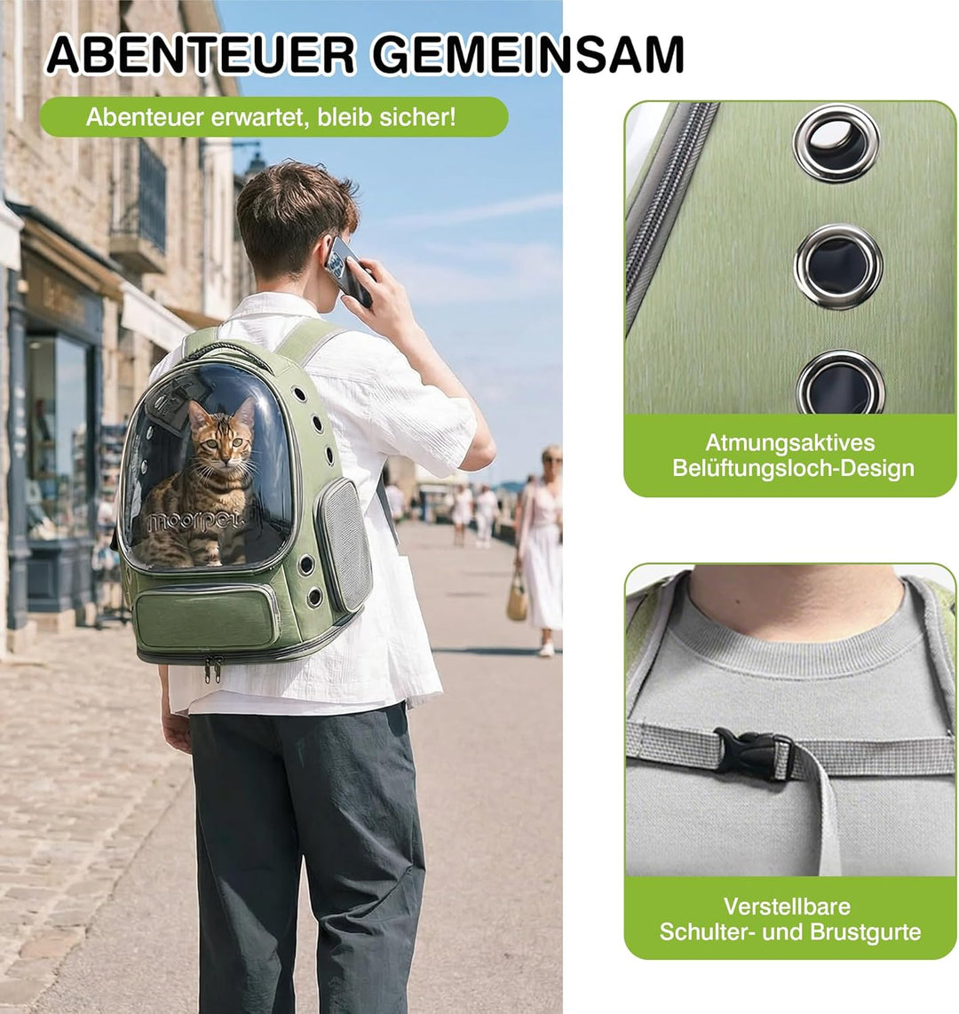 ALLSOPETS Katzenrucksack, Atmungsaktiver Bubble Rucksack für Katzen und Kleine Hunde bis zu 7,5kg, T