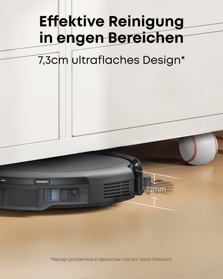 eufy C10 Saugroboter mit Automatischer Absaugstation, 7,3cm Ultraflaches Design, Teppichreinigung, A