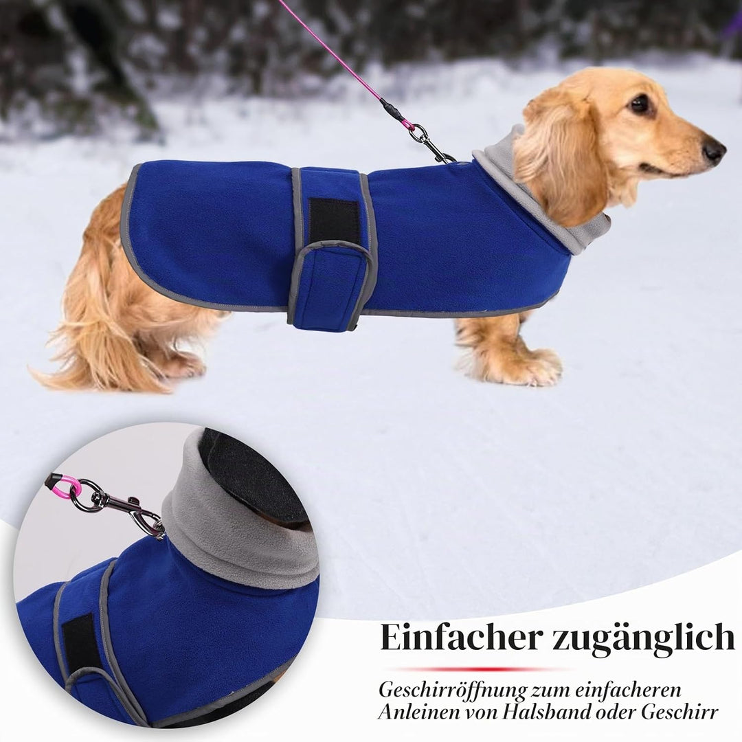 Geyecete -Gemütlich Polarfleece Winter hundemantel fur Dackel,Miniatur Dackel Fleece hundepullover,H