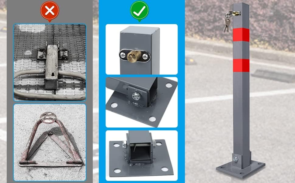 Vigevee Parkpfosten, Absperrpfosten Klappbar, Parkplatzsperre Wegsperren Sperrpfosten, Robust und St