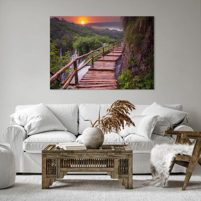 Bilder auf Leinwand 100x70cm Leinwandbild mit Rahmen Park Natur Wasser Gross Wanddeko Bild Schlafzim