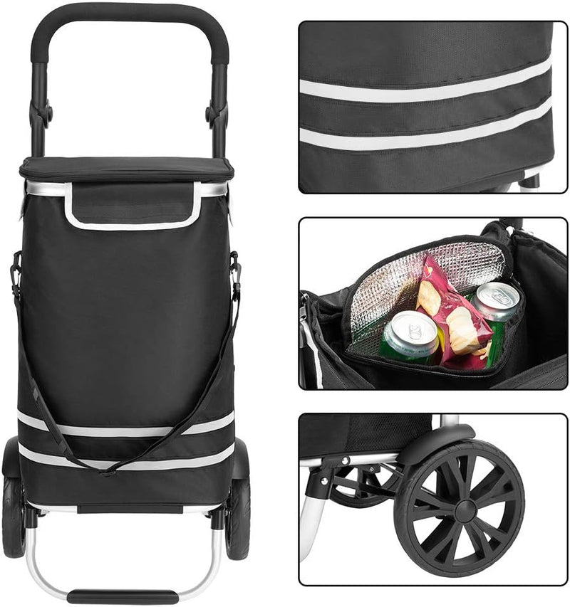 Monzana 2in1 Einkaufstrolley 56L bis 50 kg klappbar abnehmbare Tasche Handwagen Einkaufswagen Einkau