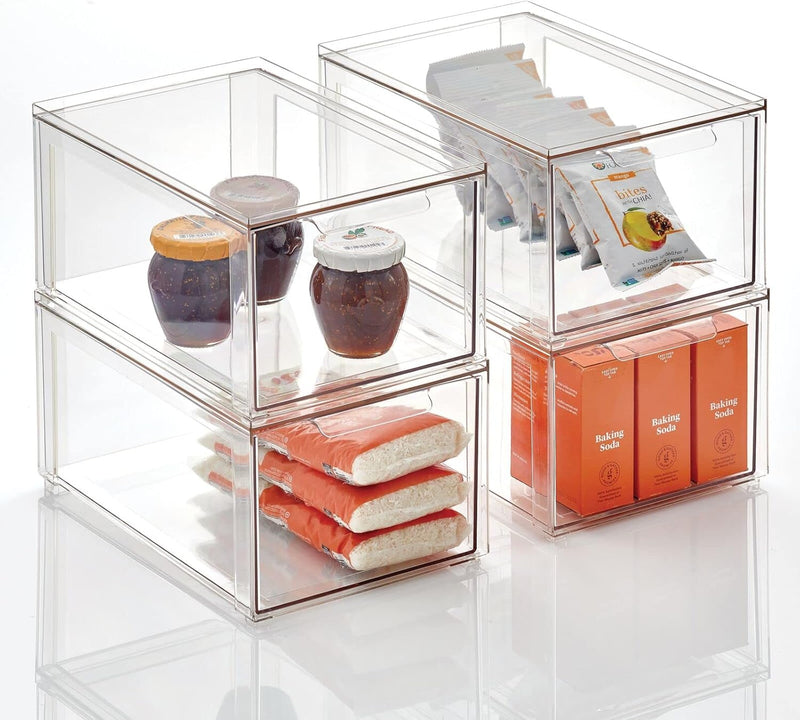 mDesign Schubladenbox – Stapelbox aus Kunststoff für Küchen- und Kühlschrank – Küchen Organizer für