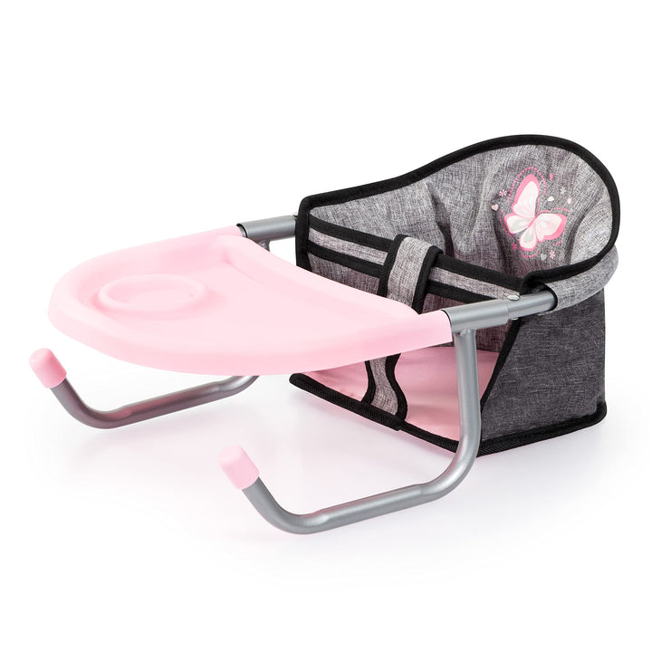 Bayer Design 65833AA Tischsitz für Puppen, Zubehör, grau Schmetterling, Jeans-Grey Butterfly, M pink