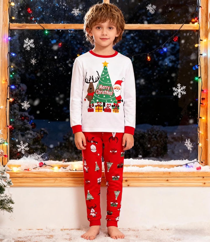 Weihnachts Schlafanzug Kinder Unisex Jungen Mädchen Weihnachten Nachtwäsche Langarm Baumwolle Christ