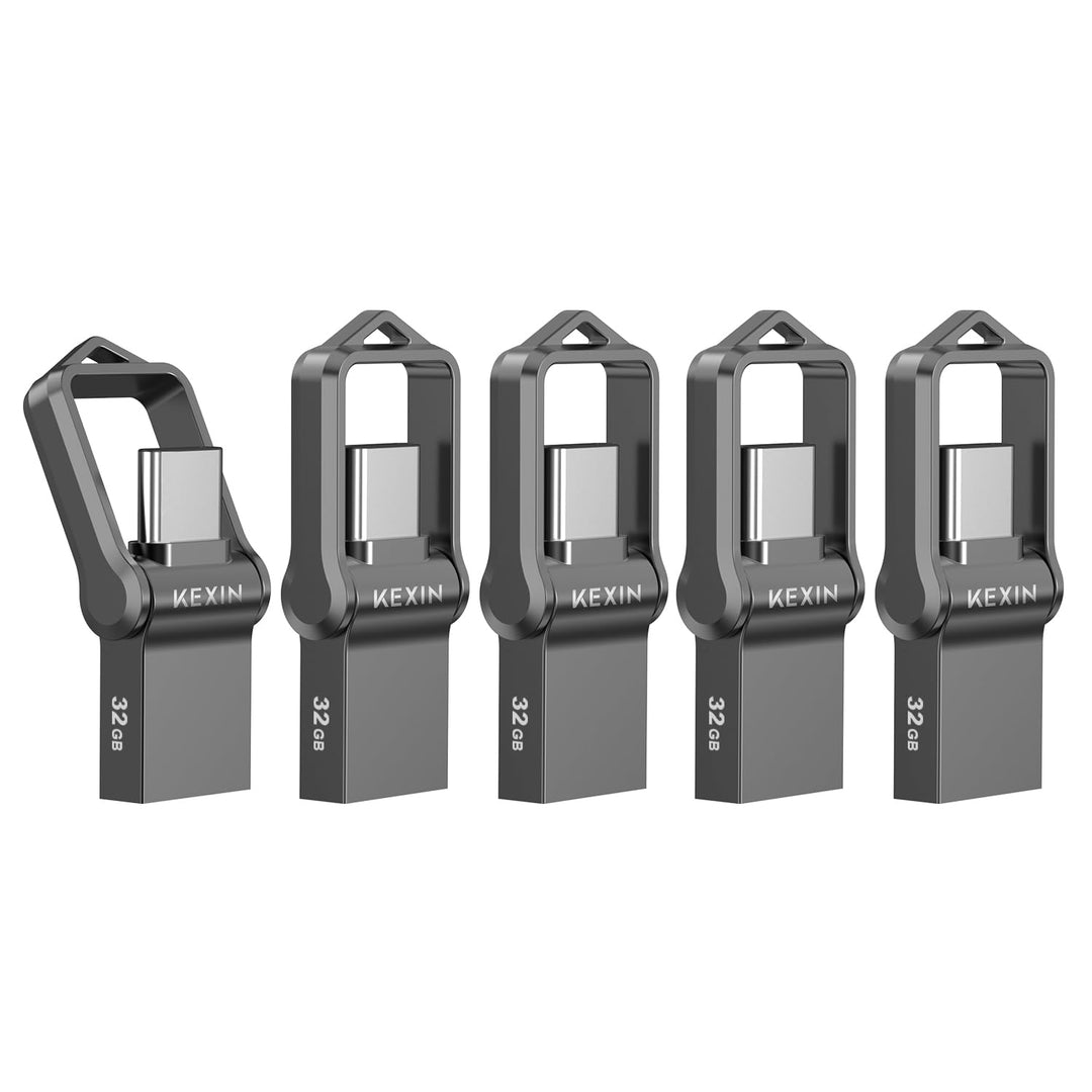 KEXIN USB C Stick 32GB 5 Stück USB 3.0 OTG, Dual-USB Type-C & USB-A Anschlüsse, Speicherstick für PC
