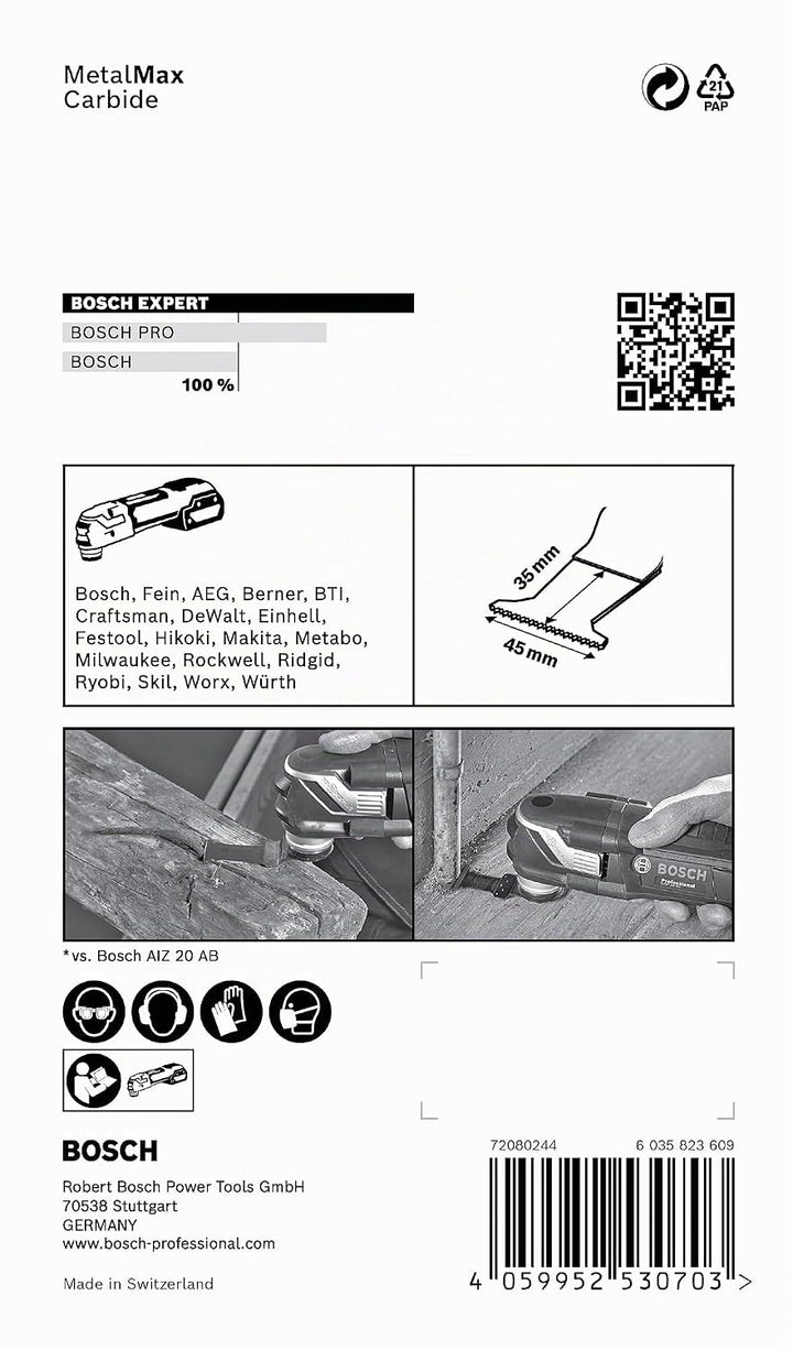 Bosch Professional 1x Sägeblatt Expert MetalMax AIZ 45 AIT (für Stahl, Edelstahl, Breite 45 mm, Zube