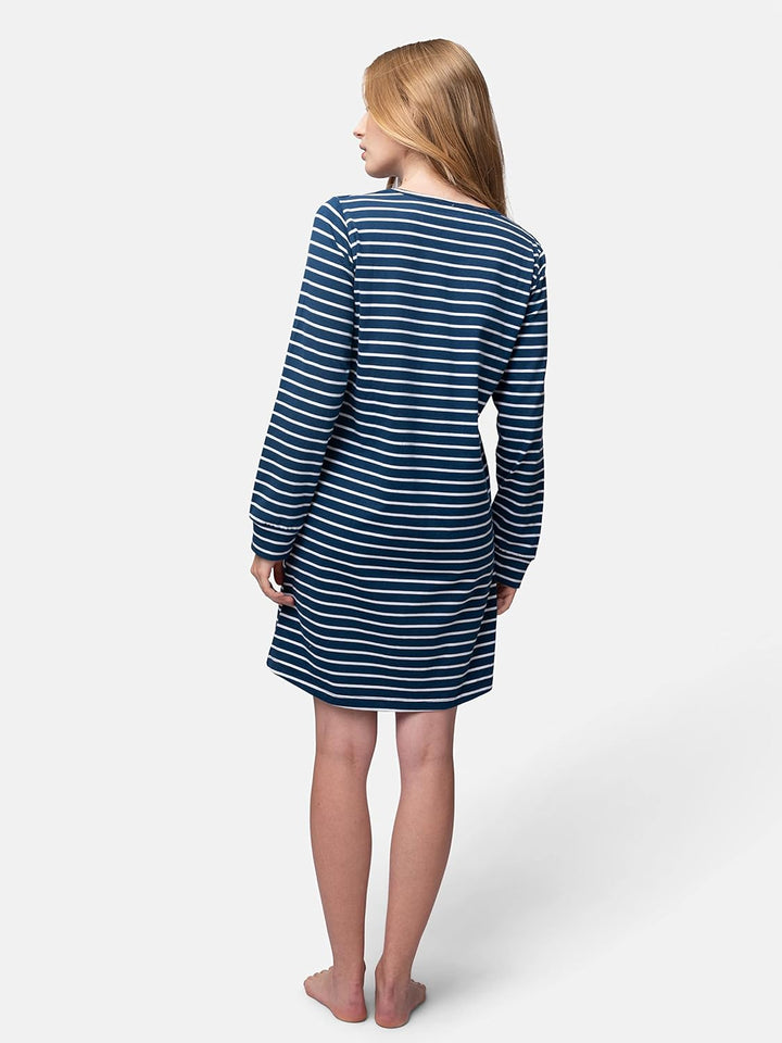 Damen Sleepshirt Ringel, GOTS-Zertifiziert Nachthemd 38 Ultramarin, 38 Ultramarin