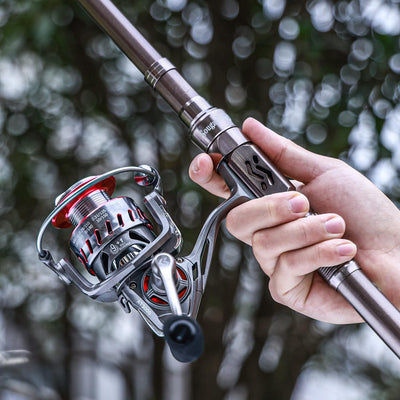 Sougayilang Angelrute und Rolle Combos, Kohlefaser Teleskop Angelrute 12 +1 BB Spinning Reel mit Tra