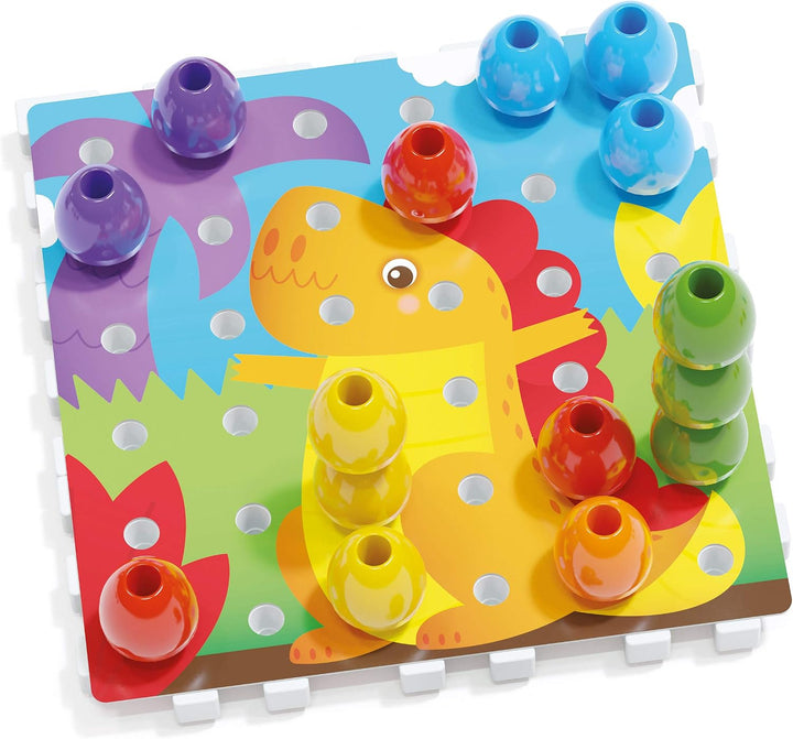 Quercetti Jumbo Peggy Montessori Spielzeug ab 2 Jahre, Mosaik Bastelset, 36 grosse Nägel und 9 Einst