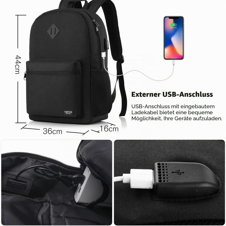 YAMTION Rucksack Laptop Herren Rucksack Damen,Schulrucksack Jungen Teenager Schultasche Mädchen Schu