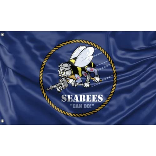 US-Flagge SeaBees, einzigartiger Designdruck, hergestellt in der EU, 90 x 150 cm