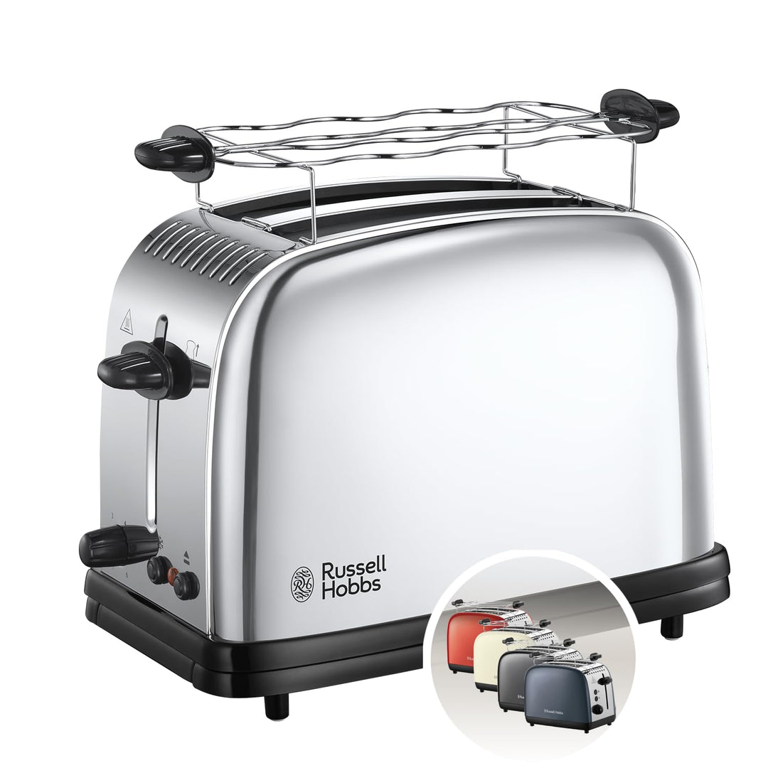 Russell Hobbs Toaster [für 2 Scheiben] Victory Edelstahl (extra breite Toastschlitze, inkl. Brötchen