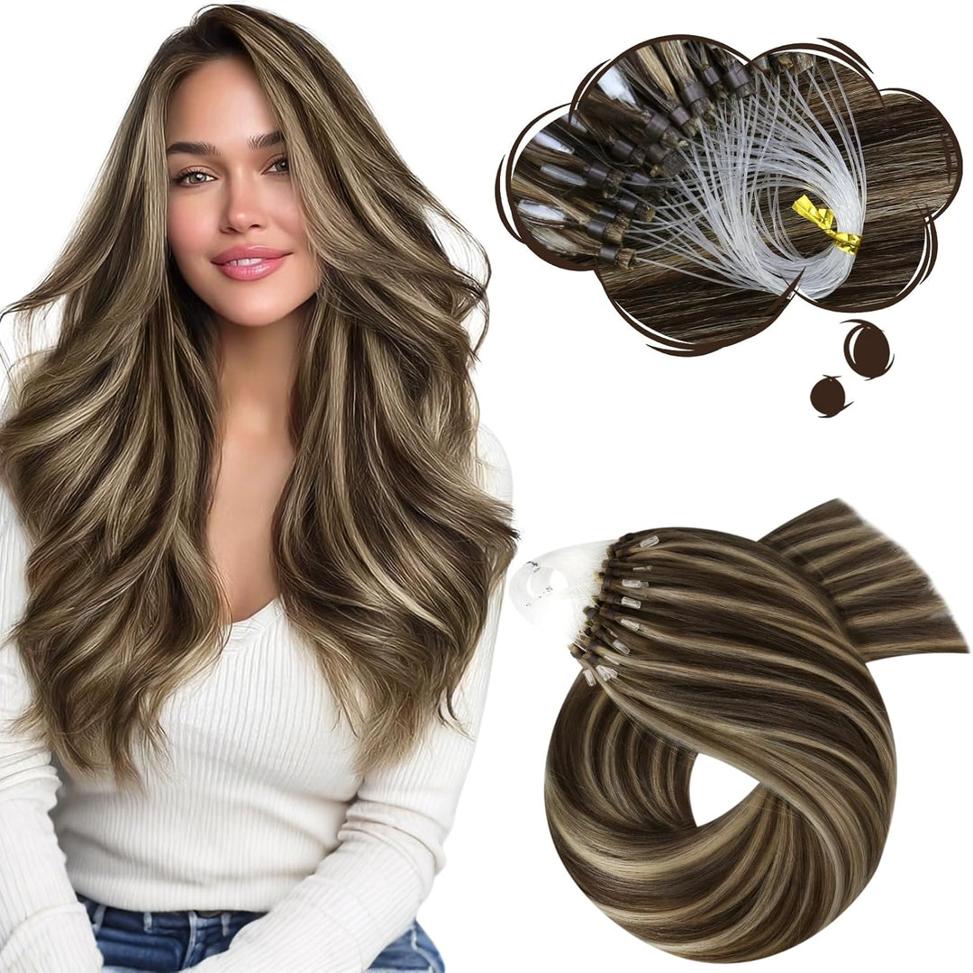 Moresoo Echthaar Extensions Microrings Strähnen Easy Loop Extensions Echthaar 1g Remy Cold Fusion Mi