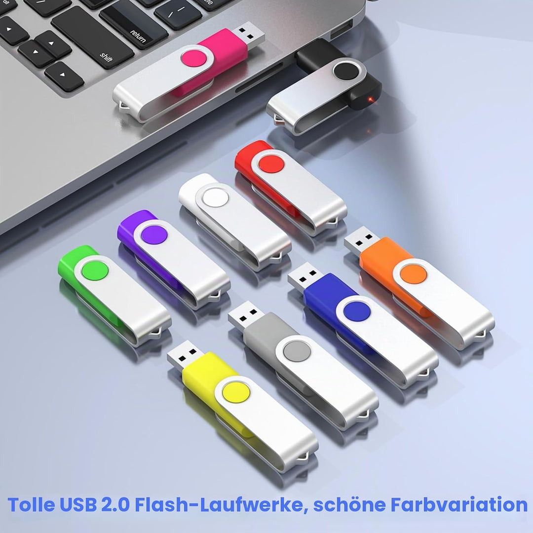 ABLAZE 20 Stück 128MB USB-Stick 10 Farben USB-Flash-Laufwerke Bulk USB 2.0 Memory Sticks (128MB, 20