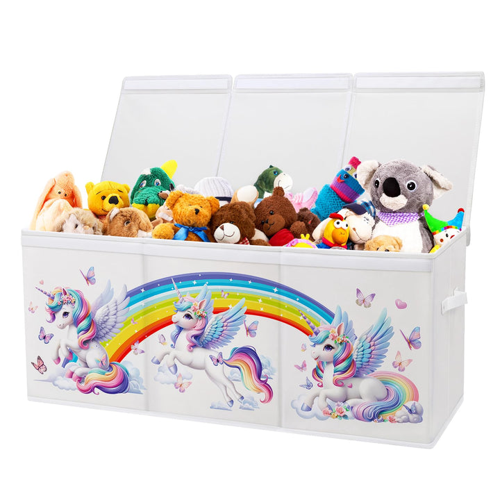 Extra Gross Aufbewahrungsbox mit Deckel Kinder, Zusammenklappbare Oxford-Spielzeugkiste mit Griff fü