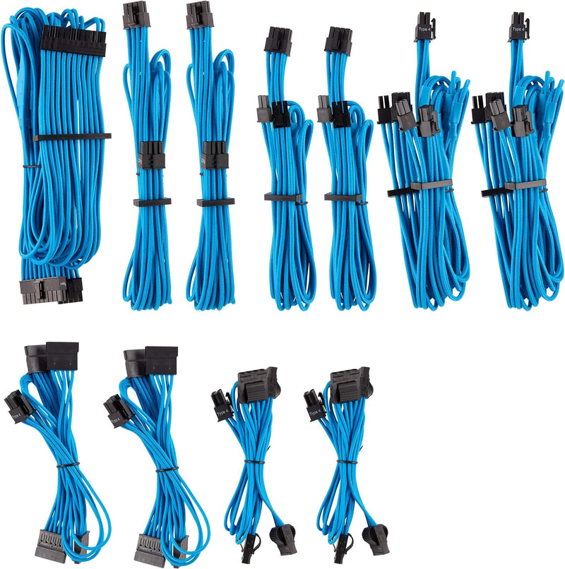 Corsair Premium Sleeved Netzteil Pro-Kabel-Set Typ4 (Generation 4-Serie) Blau Pro-Set Blau, Pro-Set