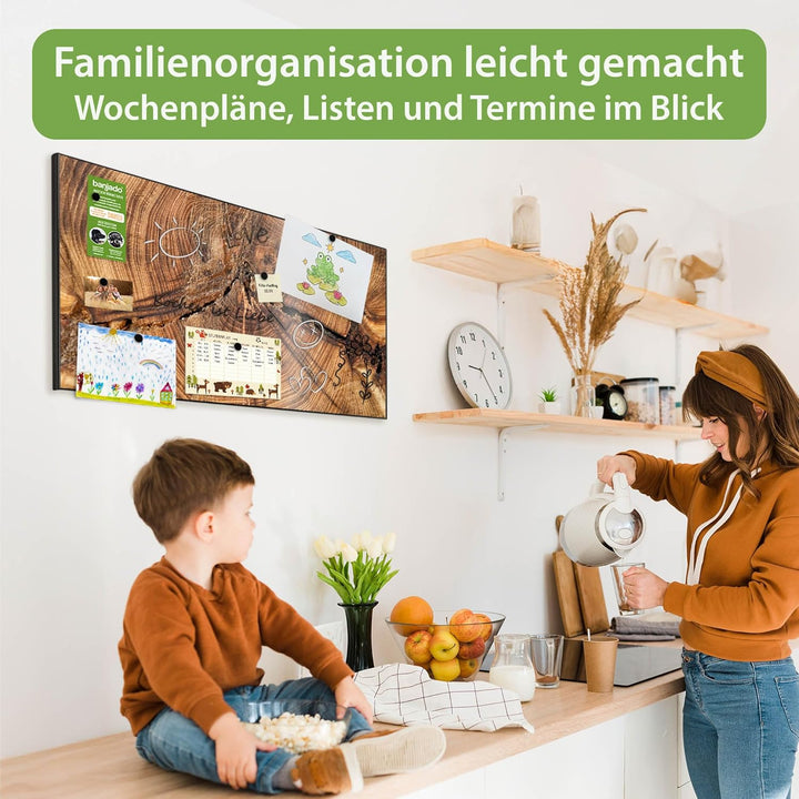 banjado Magnettafel schwarz 78 x 37cm / Magnetwand Metall/Magnetpinnwand als Memoboard/Pinnwand Magn