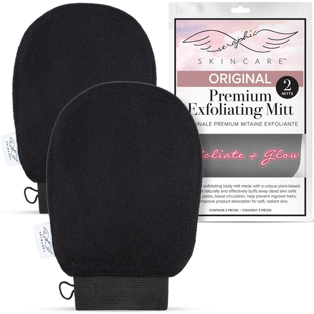 Seraphic Skincare (Original) Premium Exfoliating Mitt for Body (2 pc) – veganes Körperpeeling