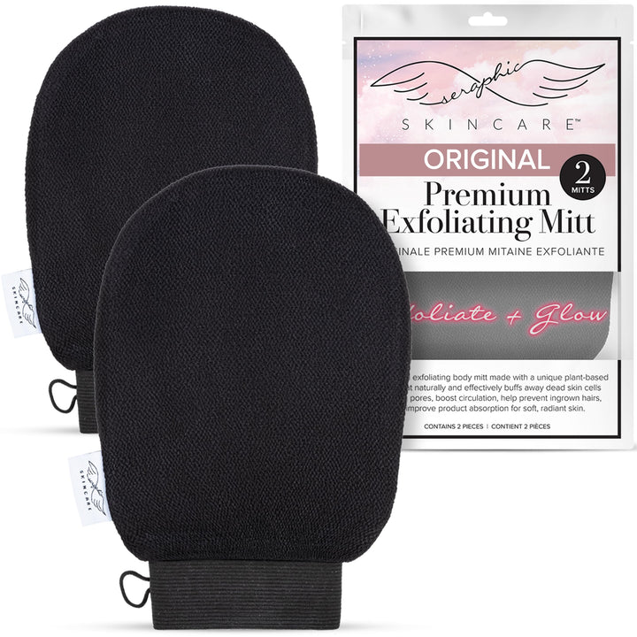 Seraphic Skincare (Original) Premium Exfoliating Mitt for Body (2 pc) – veganes Körperpeeling