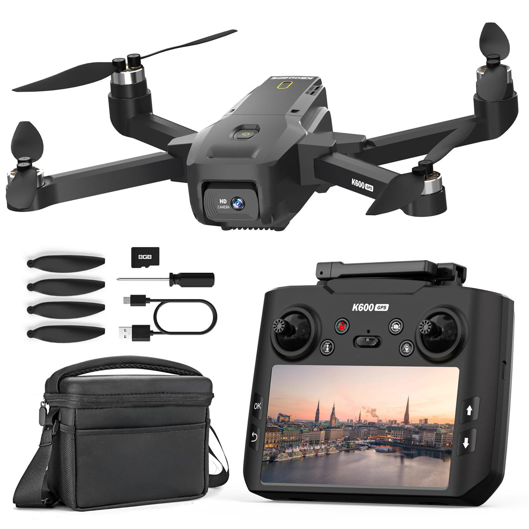 K600GPS Drohne mit 1080P EIS Kamera, 4,5'' FPV Bildschirm, Automatische Rückkehr, Bürstenloser Motor