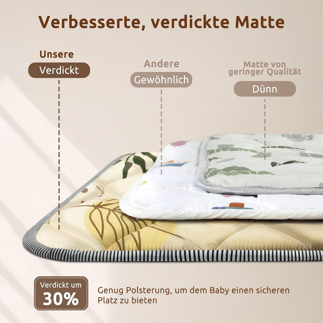 Baby Spielmatte 127x127cm Krabbelmatte, Dicke Weiche Polsterschaum Krabbeldecke für Babys und Kleink