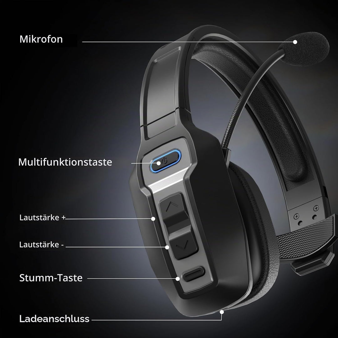 ShinePick PC-Kopfhörer mit Mikrofon – Bluetooth-Ohrhörer, geräuschunterdrückende Mono-Kopfhörer, wie