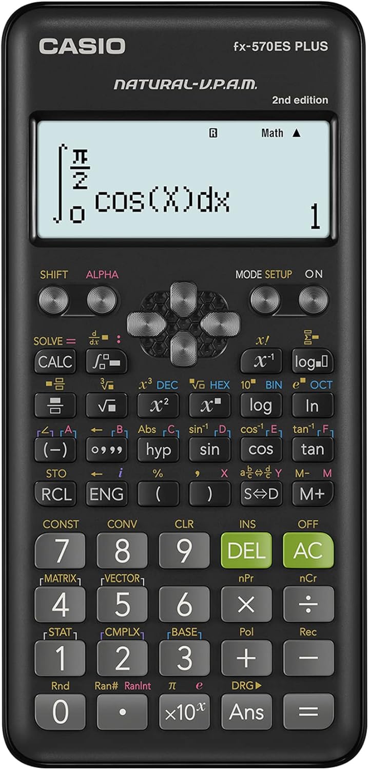 Casio Fx-570Es Plus 2 Wissenschaftlicher Taschenrechner mit 417 Funktionen, Schwarz