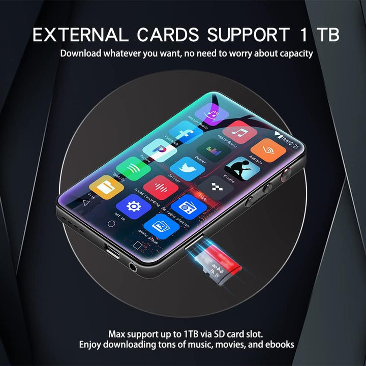 MYMAHDI MP3 Player mit Bluetooth und WiFi bis zu 1TB, 4“ Music Player Touch Screen mit Spotify, Pand